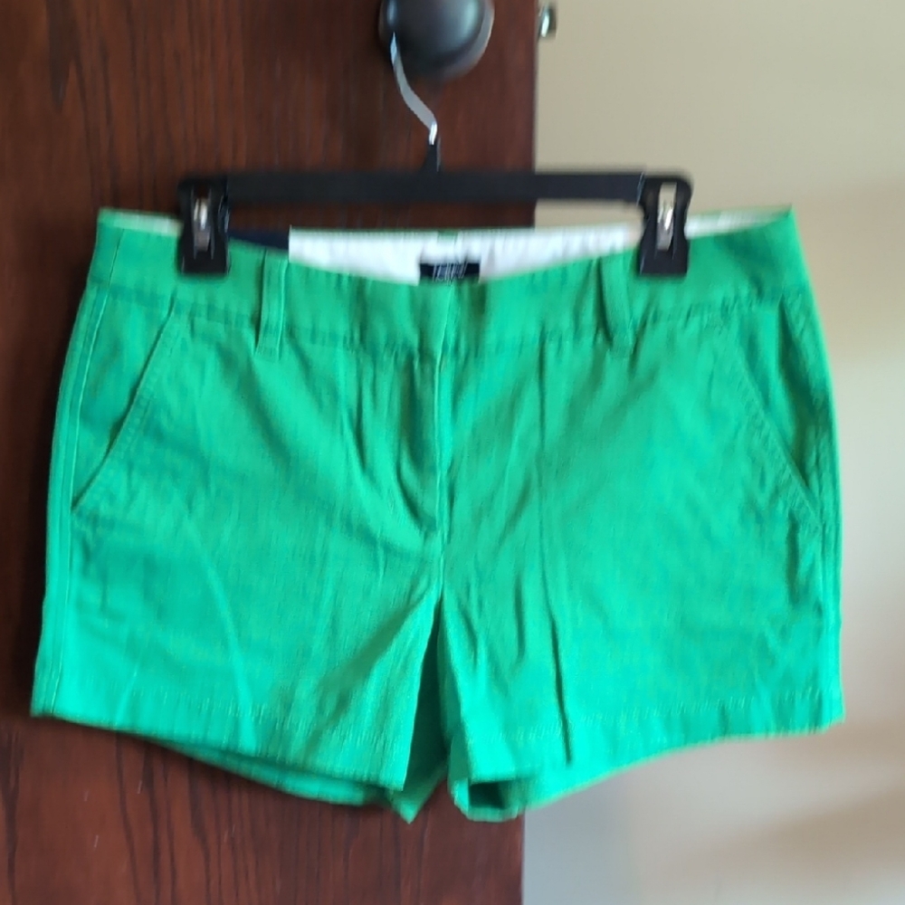 J. Crew High Waist Green Shorts Vibrant Cotton Blend